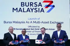 Bursa Malaysia launched a new gold investment product and several solutions for investors on Jan 16, 2024. From left: Bursa Malaysia chairman Abdul Wahid Omar, Securities Commission chairman Awang Adek Hussin, Second Finance Minister Amir Hamzah Azizan and Bursa Malaysia CEO Muhamad Umar Swift.
