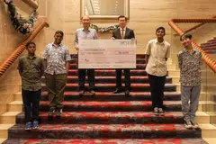 This is the third donation the hotel is making to BT BAF. TRCL board member Pius Tan (centre left) and Sheraton Towers Singapore Hotel general manager Steven Long (centre right) with BT BAF beneficiaries.