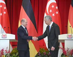 PM Lee’s visit to Germany comes shortly after Chancellor Scholz (left) made a visit to Singapore last month. 