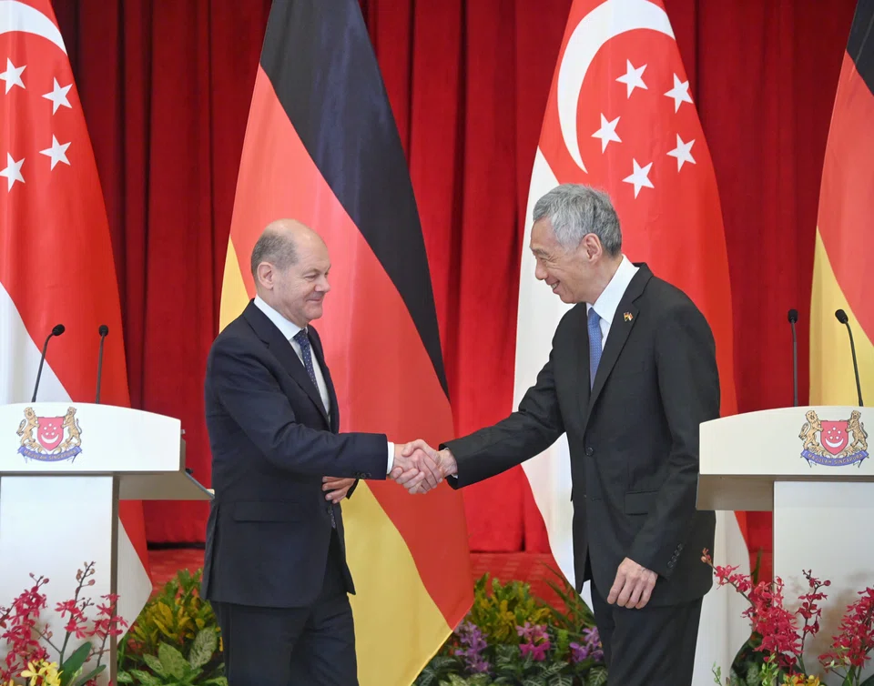 PM Lee’s visit to Germany comes shortly after Chancellor Scholz (left) made a visit to Singapore last month. 