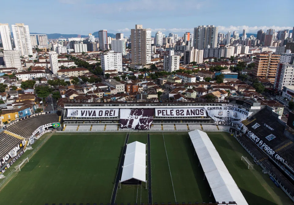 The Vila Belmiro Stadium where the wake for late Brazilian soccer legend Pele will be held, Santos, Sao Paulo, Brazil, Jan 1, 2023. 