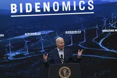 President Joe Biden at an event in August 2023. His accomplishments during his term in office have been described as little short of an economic revolution for America – one shaped by faith in government and a mistrust of markets.