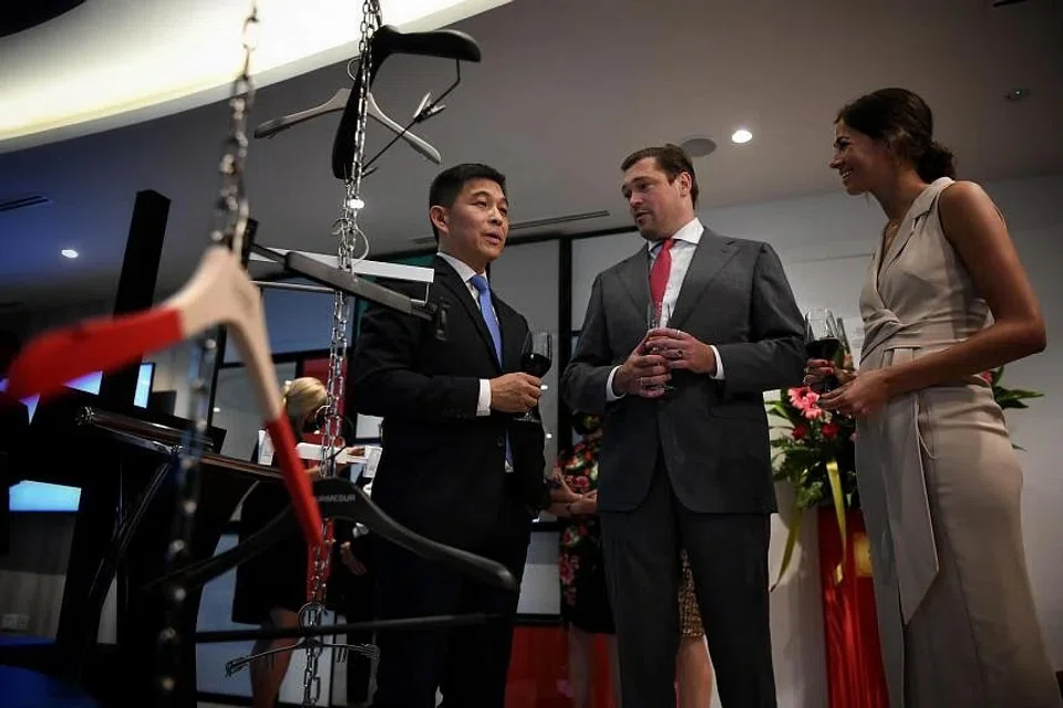 Speaker of Parliament Tan Chuan-Jin (left) speaking to Archwey CEO Sjoerd Fauser at the launch on July 21, 2022. 