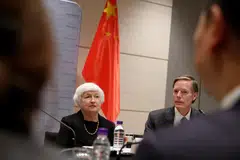 US Treasury Secretary Janet Yellen and US Ambassador to China Nicholas Burns meet with representatives of the US business community in China. She said a decoupling of the US and Chinese economies would be “virtually impossible” and would destabilise global markets.