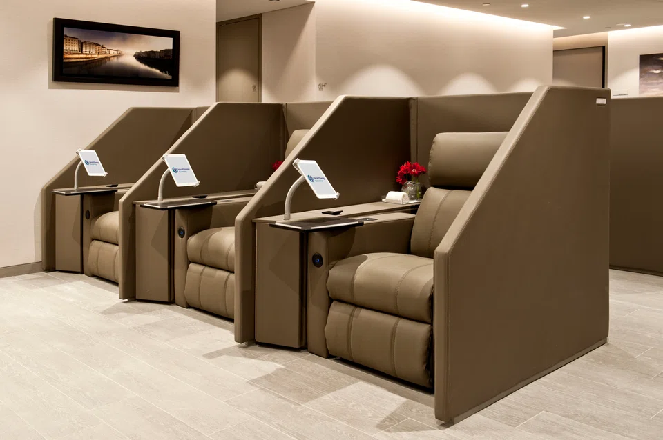 Healthway Medical's three executive health screening centres feature individual health screening pods with custom-made leather upholstered seats.