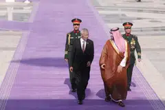 PM Lee Hsien Loong (left) with Saudi Arabia Crown Prince Mohammed bin Salman during his visit on Oct 18. 