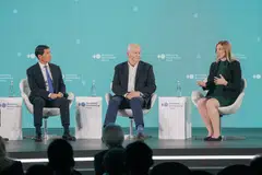 From left: Primavera Capital's Fred Hu; Qiming Venture Partner's Gary Rieschel; and Bloomberg Economics' Jennifer Welch, at a discussion on the re-evaluation of the Chinese economy.