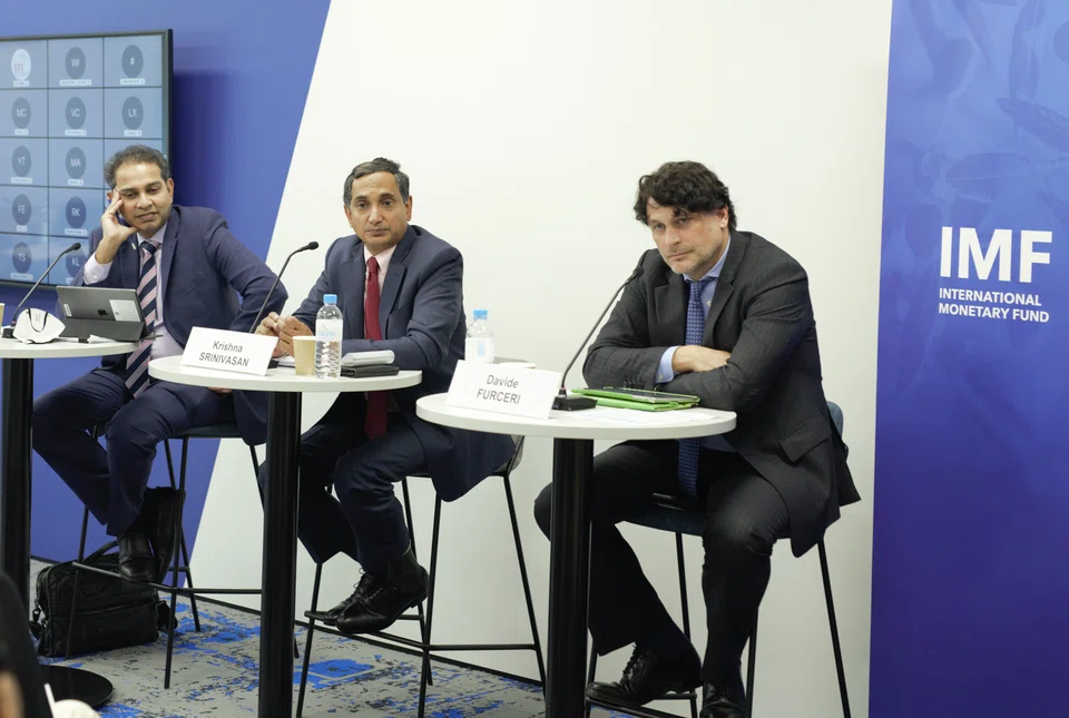 The International Monetary Fund's Krishna Srinivasan (centre) says the size and persistence of spillovers on the region's GDP depend on the type of shock confronting China.