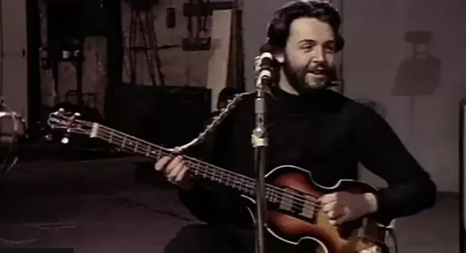 Footage of McCartney playing the iconic bass shortly before it vanished in Jan 1969.