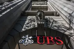 Shares in UBS have fallen by as much as 16 per cent in early Monday trading, the most since September 2008.