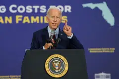 US President Joe Biden speaks during a visit to OB Johnson Park and Community Centre, in Hallandale Beach, Florida, Nov 1, 2022. 