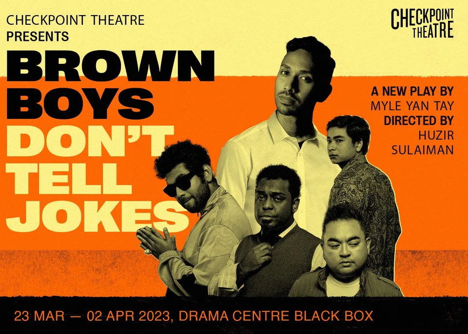 Poster for the upcoming play "Brown Boys Don't Tell Jokes".