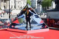 Actor Benedict Cumberbatch arrives at a Dr Strange fan event ahead of the release of Marvel film 'Doctor Strange in the Multiverse of Madness' in London.