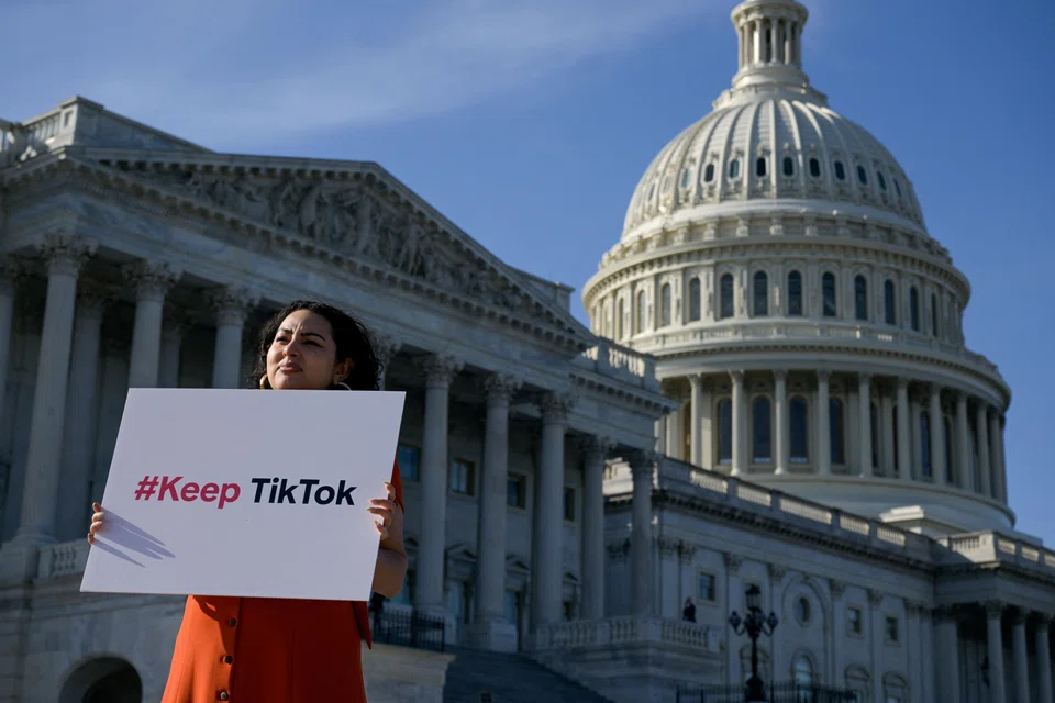 Giovanna Gonzalez of Chicago demonstrates outside the US Capitol following a press conference by TikTok creators to voice their opposition to the “Protecting Americans from Foreign Adversary Controlled Applications Act" in Washington, US, March 12, 2024. 
