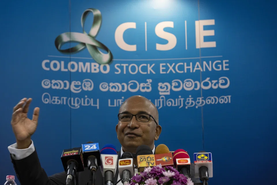 Dumith Fernando, chairman of Colombo Stock Exchange (CSE), speaks during a news conference in Colombo, Sri Lanka, on Monday, April 18, 2022. The blue-chip index sank 12.6 per cent, exceeding the 10 per cent drop that resulted in an all-day suspension. 