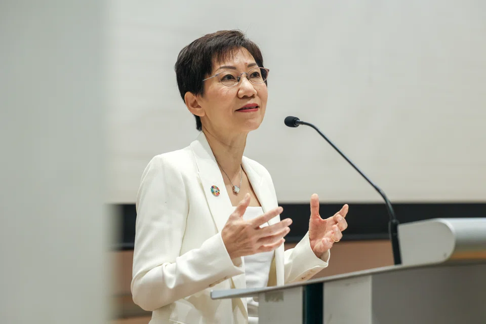 In launching EnterpriseSg's playbook for food manufacturers, Minister for Sustainability and the Environment Grace Fu urges the sector to cut down on food and packaging waste.