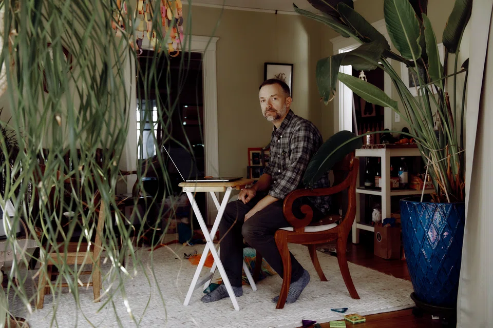 Tim Hirzel works from home most days, but commutes to Boston about one day a week. 