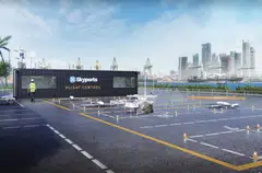 An artists' impression of a Skyports cargo vertiport. Skyports and Jurong Port signed a deal on May 20 to explore the development of ship-to-shore infrastructure at Jurong Port.