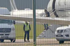 Ong Beng Seng returned on a private jet which landed in Seletar Airport at about 5.15pm on Monday, accompanied by his wife Christina Ong. 