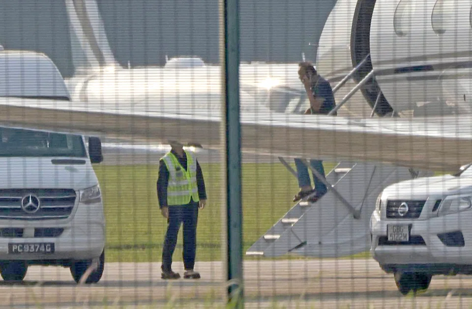 Ong Beng Seng returned on a private jet which landed in Seletar Airport at about 5.15pm on Monday, accompanied by his wife Christina Ong. 