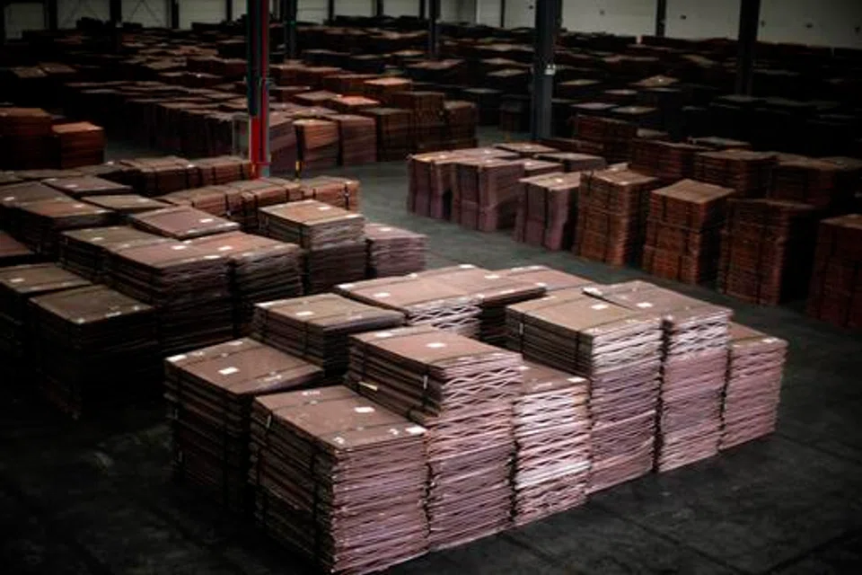 Copper cathodes in Yangshan port south of Shanghai. Chinese imports of unwrought copper and copper products were 404,414 tonnes in October 2022, down 1.5 per cent from the corresponding period last year.