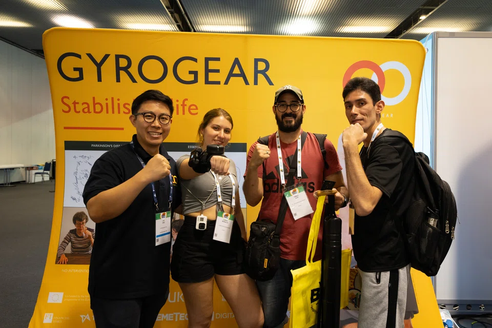 Medical device startup GyroGear, founded by Dr Ong Joon Faii (far left), has clinched three awards at the CES 2024 Innovation Awards for its flagship product, the GyroGlove.