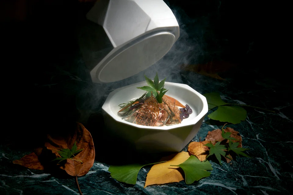 Takibi is a bonfire-inspired dish of mackerel in creamy burrata sauce.