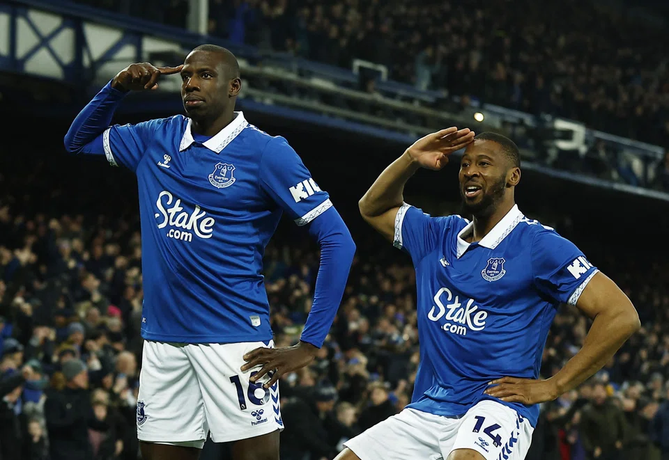 Everton's Abdoulaye Doucoure (left) celebrating after scoring against Newcastle in a 3-0 win on Dec 7.