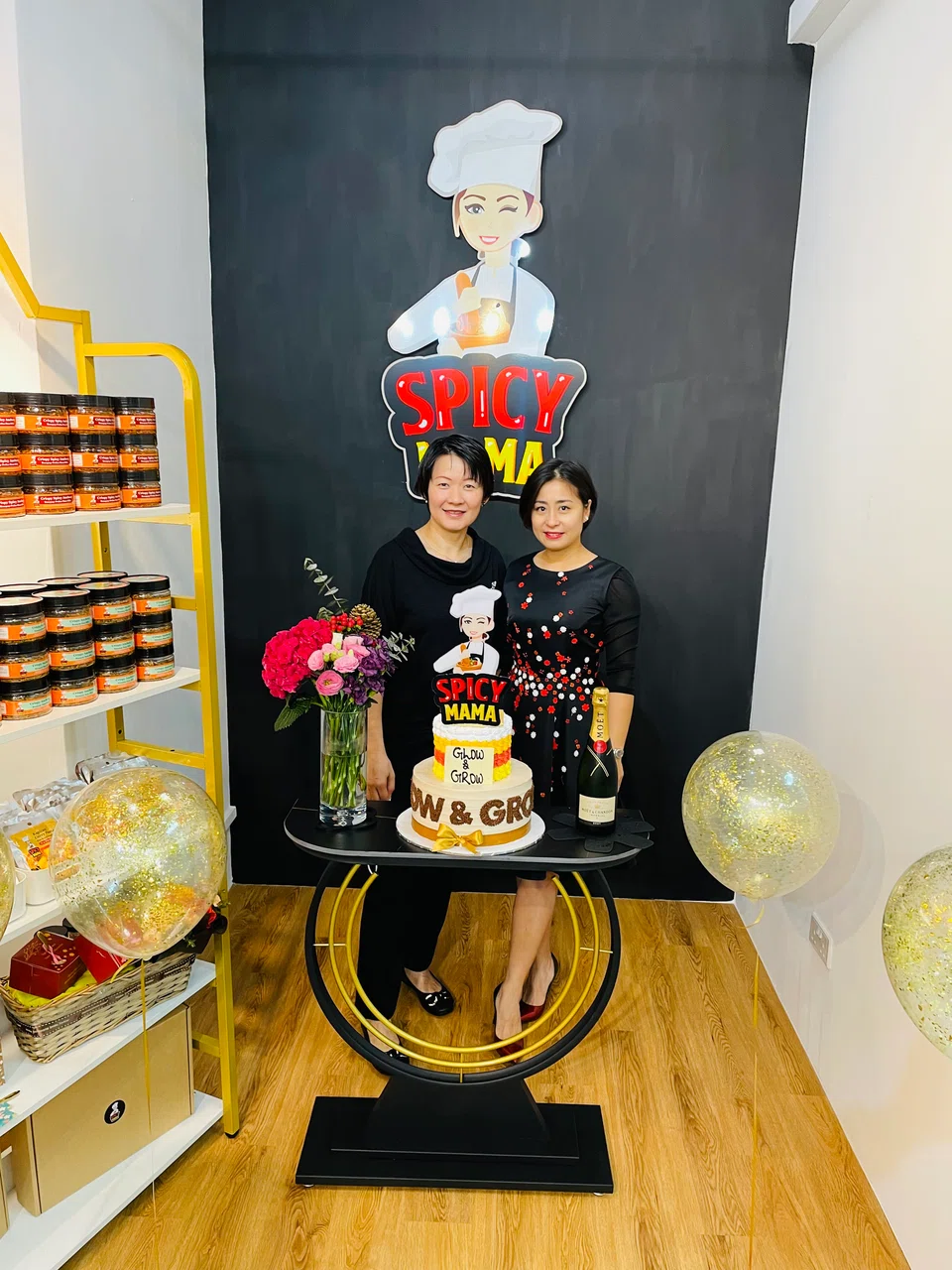 (From right) Charmaine Koh, owner of Hot Spicy Mama and her business partner, Wong Ling Foong. 