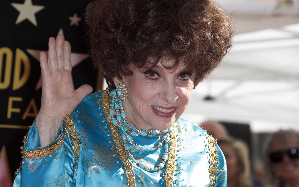 Italian actress Gina Lollobrigida at a ceremony honouring her on the Hollywood Walk of Fame in California, February 2018.