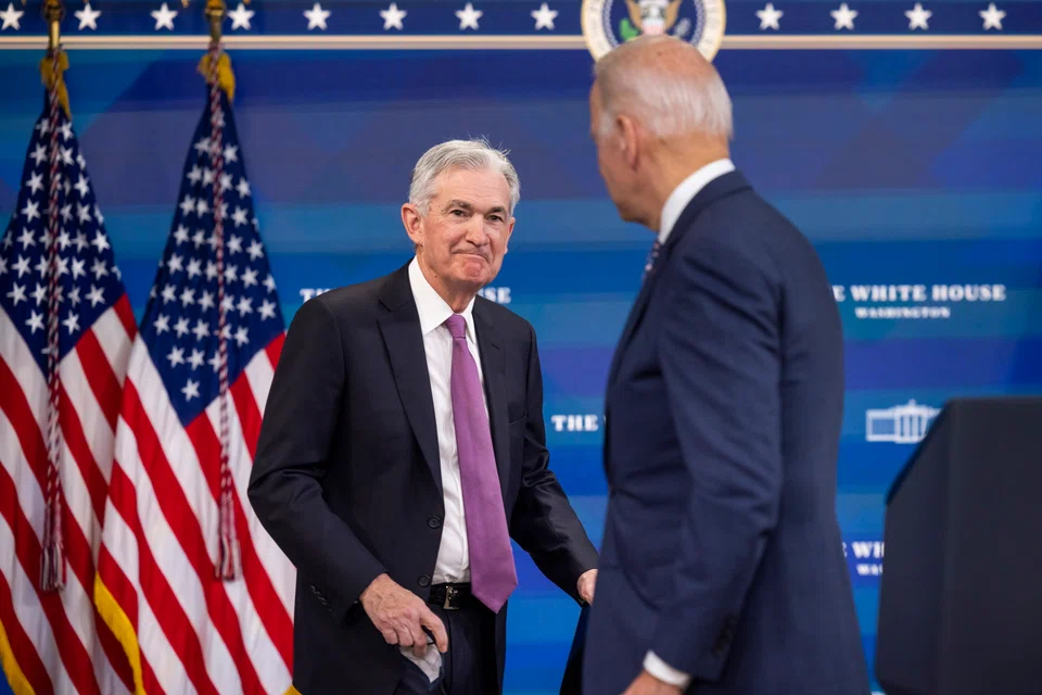 The November 2021 meeting between US President Joe Biden (right) after he nominated Jerome Powell (left) to a second term as the chair of the Board of Governors of the Federal Reserve.