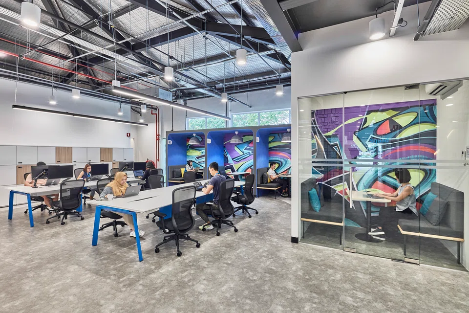 Colourful graffiti walls are one feature of Decathlon's new Data Lab.