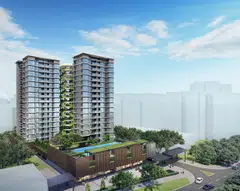 Artist's impression of Sky Eden@Bedok. The development is scheduled for completion in H1 of 2027 and marks the first residential launch in Bedok Town Centre in 10 years.