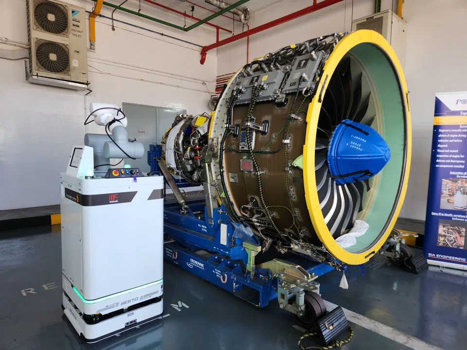 SIA Engineering Company's engine imaging robot uses artificial intelligence (AI) to speed up the inspection process. 