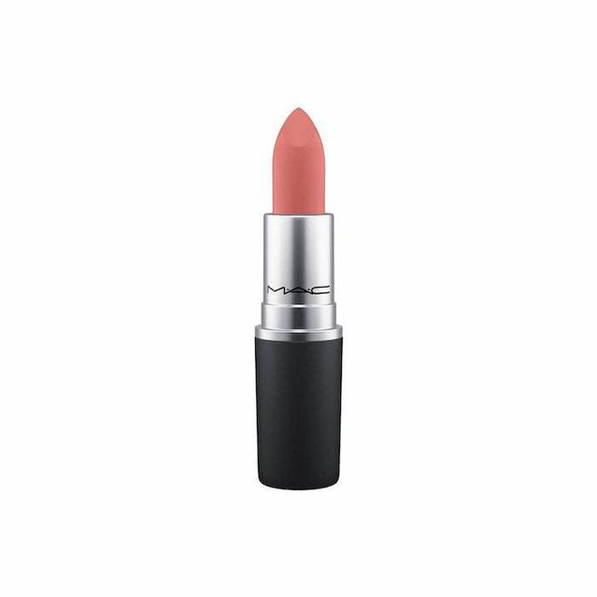 Powder Kiss Lipstick in Mull It Over, $36, M.A.C