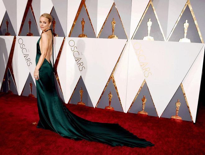 Although McAdams didn't win the best actress Oscar for her performance in Spotlight, all eyes were on her silky, satin, backless August Getty Atelier gown, equipped with a thigh-high split and full train.
