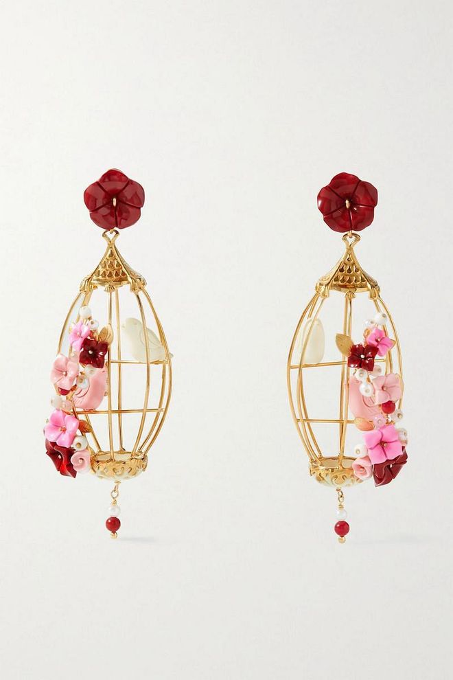 Lovebirds Gold Vermeil Multi-Stone Earrings, $3,900, Of Rare Origin at Net-a-Porter