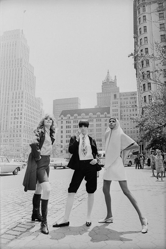 Models Collen Osbourne, Peggy Moffitt and Sonia Pugin pose in the streets of New York City. Photo: Getty 
