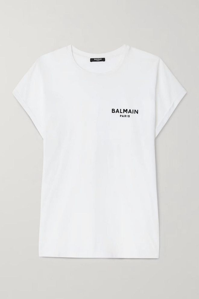 Flocked Cotton-Jersey T-shirt, $538, Balmain at Net-a-Porter
