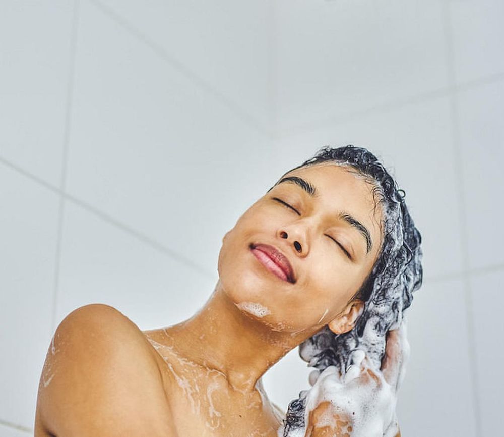 Model washing hair shampoo
