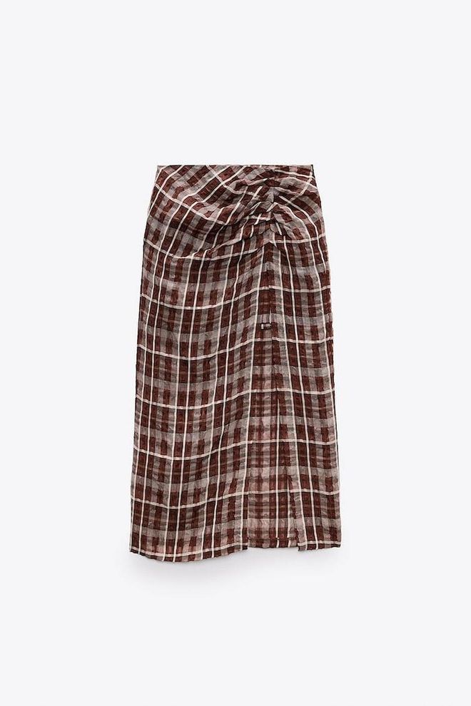 Checked Midi Skirt, $59.90, Zara