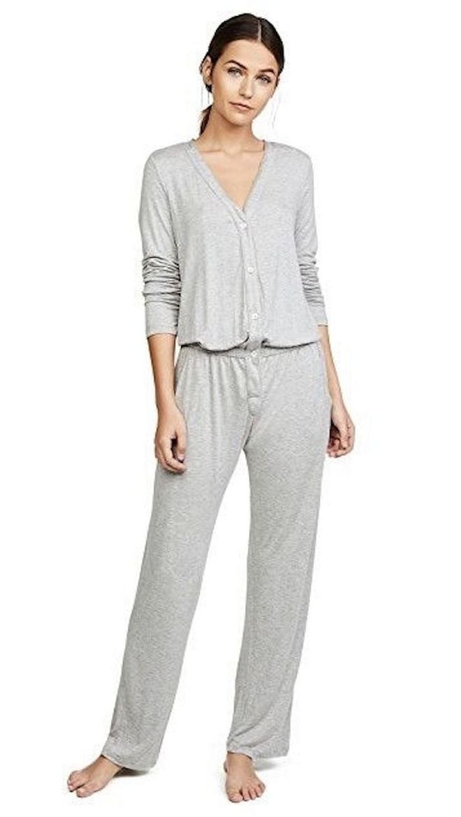 For a particularly extensive travel day, consider packing a pair of chic pajamas to change into on the plane. We're partial to this cozy jumpsuit from Eberjey.
