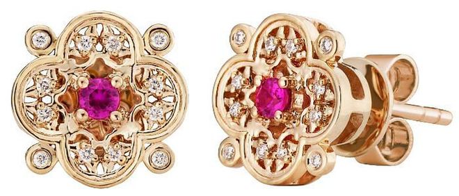 Floral Ruby Earrings, $900