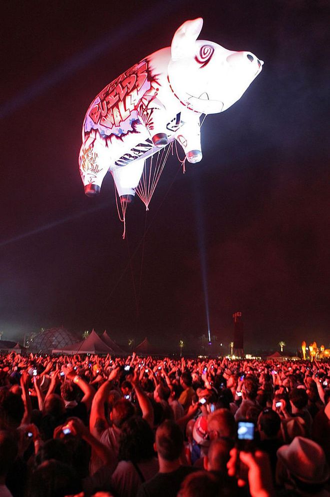 During the Pink Floyd frontman’s 2008 set, the band’s signature two-story inflatable pig got loose from its tethers and floated away. (The pig was long a Pink Floyd show staple, ever since their 1977 song "Pigs on the Wing.") Coachella organisers offered a reward of $10,000 and four lifetime festival tickets in exchange for the pig, and it eventually turned up in someone’s driveway "pretty shredded" and looking like "pulled pork."

Photo: Getty