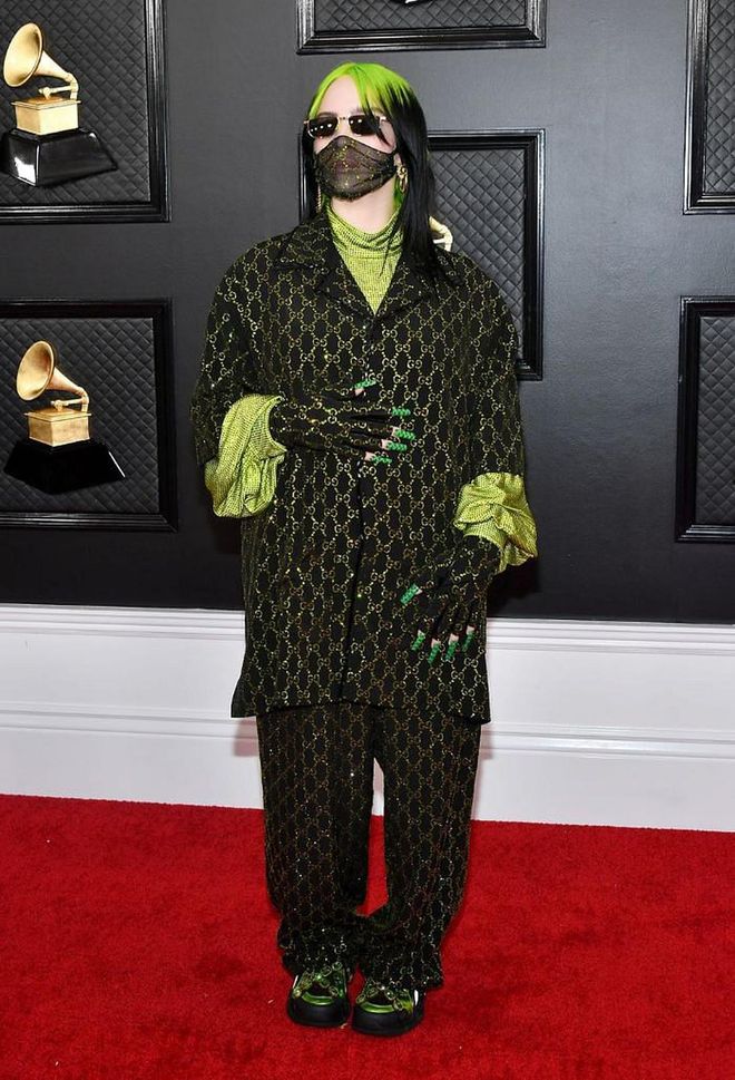 What: Custom Gucci

Why: The performer and nominee never fails to translate her personal style for the red carpet. This encrusted Gucci suit is case in point.

Photo: Getty