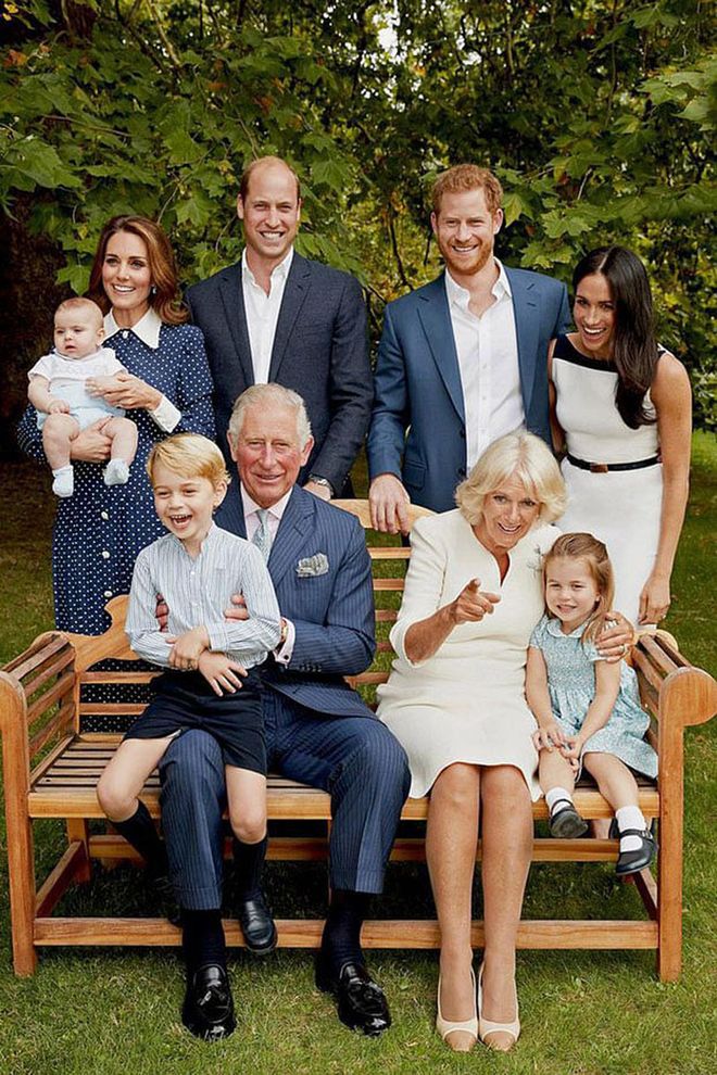 In honor of Prince Charles' 70th birthday, a series of candid portraits were released that showed a more relaxed side of the royal family. Photographed by Chris Jackson, the royal family posed in the Clarence House gardens and coordinated in their white and blue looks. The photos also showed an adorable new look at the growing Prince Louis.