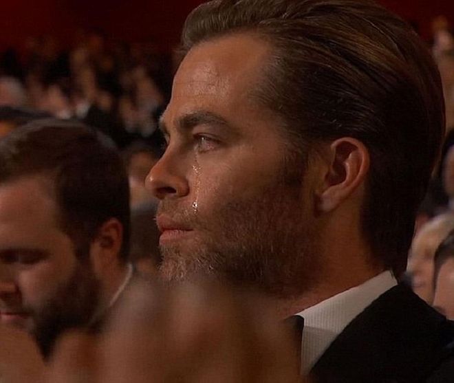 We are all Chris Pine's single tear at the Oscars.