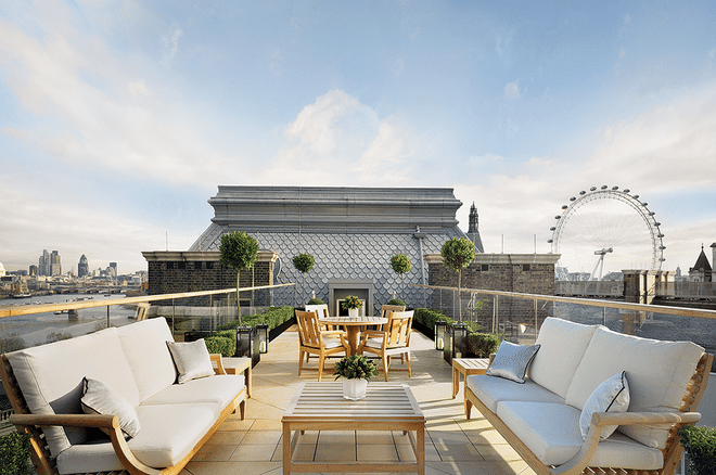 For locals, the London Eye might be a touristy headache, but it’s no eyesore. A stone’s throw from the River Thames, the opulent Corinthia Hotel’s Penthouse is equally grand with a terrace that overlooks the water, passing boats, and that brilliant ferris wheel. Photo: Corinthia Hotel