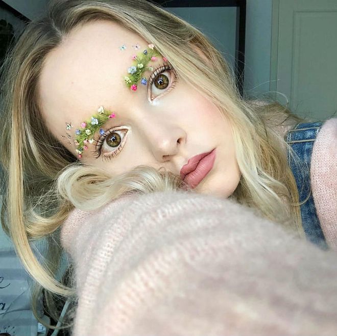 With over 37,000 likes on her Instagram post and counting, Canadian Youtuber and blogger, Taylor R, surprised the internet with #gardeneyebrows back in March 2018. And inspired a plethora of people to post their reiterations, ranging from whimsical to simply jarring. Taylor’s original look features tiny flowers and butterflies delicately placed on and around the brows and a green base resembling moss. While she deserves more than brownie points for her skill and intricate work, this look remains best on Instagram, unless you’re attending a costume party as a tree nymph, of course.