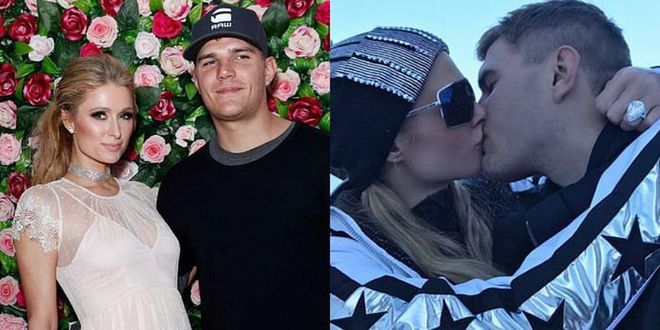 The Simple Life star confirmed her engagement to DJ Chris Zylka on her Instagram on January 2nd, after eight years of knowing one another and two years of dating. Zylka popped the question when posing for photos with Paris on a mountaintop in Aspen, placing what could possibly be the largest engagement ring we've ever seen–weighing in at 20 carats and priced at approximately 2 million dollars–on her left hand. The pear-shaped stone marks Hilton's third engagement–the reality show star was previously engaged to Jason Shaw in 2003, and Paris Latsis in 2005.